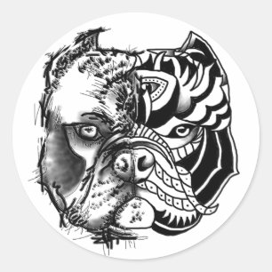 BULLDOG STICKER - Sketch/Tribal Runt Klistermärke