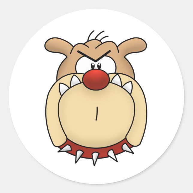 Bulldog Stickers Runt Klistermärke (Framsida)