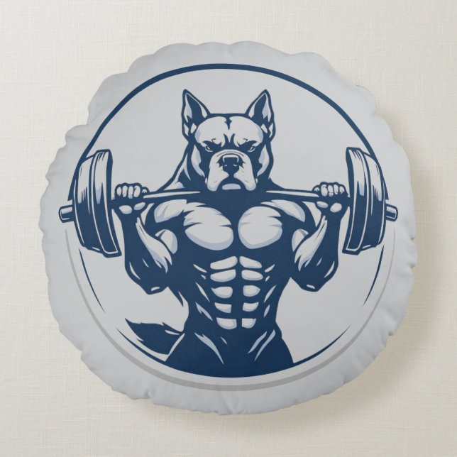 Bulldog-styrka Rund Kudde (Framsidan)