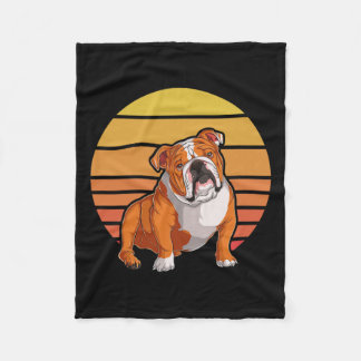 Bulldog Sunset Bulldog Owner Bulldog Älskare Retro Fleecefilt