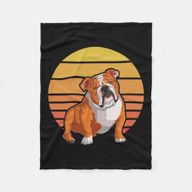 Bulldog Sunset Bulldog Owner Bulldog Älskare Retro Fleecefilt (Framsidan)