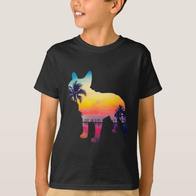 Bulldog Sunset Design  T Shirt (Framsida)