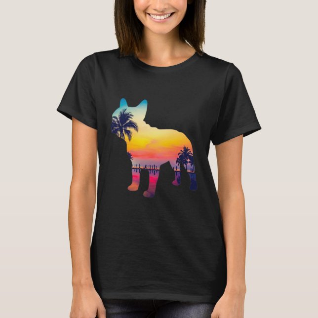 Bulldog Sunset Design  T Shirt (Framsida)