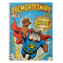 Bulldog Superhero Flying with Cape Anteckningsbok