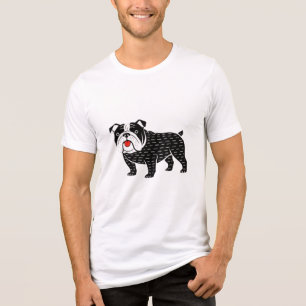 Bulldog T-Shirt Kawaii Folk Art Hund Grafisk Tee