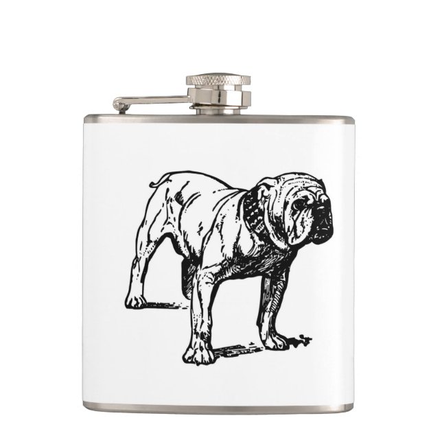 bulldog teckning fickplunta (Framsidan)