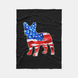 Bulldog Tie Dye Amerikansk Flagga Patriotisk 4:e J Fleecefilt