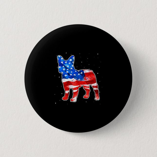 Bulldog Tie Dye Amerikansk Flagga Patriotisk 4:e J Knapp (Framsida)
