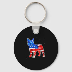Bulldog Tie Dye Amerikansk Flagga Patriotisk 4:e J Nyckelring