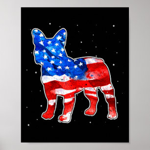 Bulldog Tie Dye Amerikansk Flagga Patriotisk 4:e J Poster