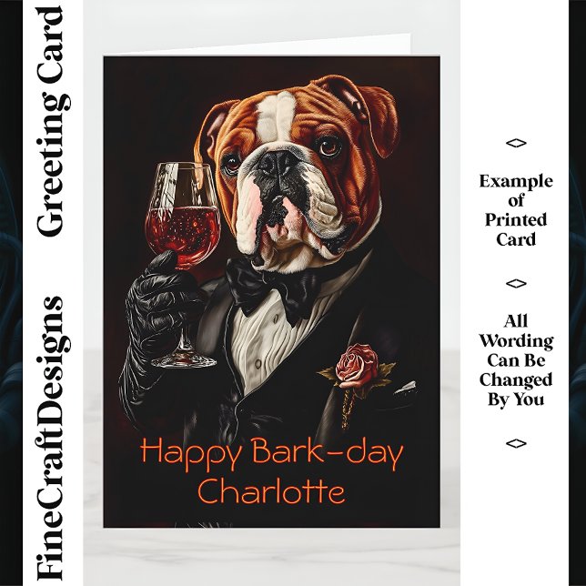 Bulldog, Tuxedo, Bow Tie Vin CR8 Anpassningsbar Bi Kort (Skapare uppladdad)