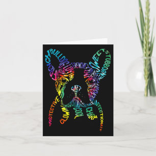 Bulldog Typografi Tie Dye Text Konst Frenchie Hund Kort
