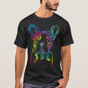 Bulldog Typografi Tie Dye Text Konst Frenchie Hund T Shirt