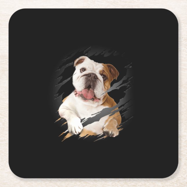 Bulldog Underlägg Papper Kvadrat (Framsidan)