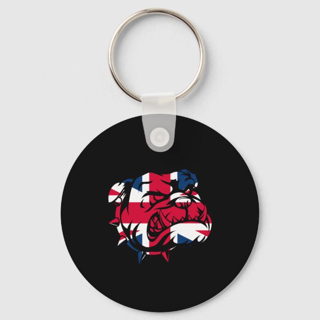 Bulldog Union Jack Flagga Nyckelring (Framsida)