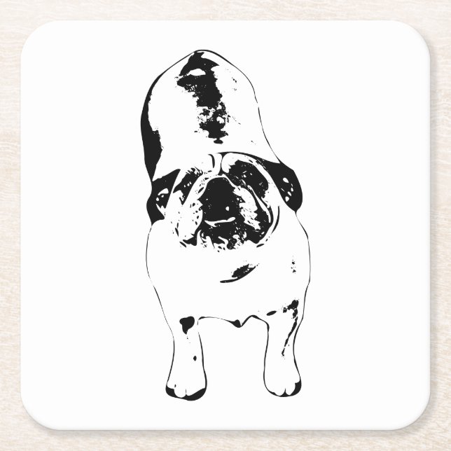 Bulldog - Upptäck, fet B&W Underlägg Papper Kvadrat (Framsidan)