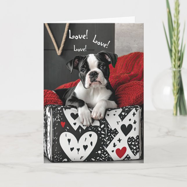 Bulldog Valentine Card Tack Kort (Framsida)