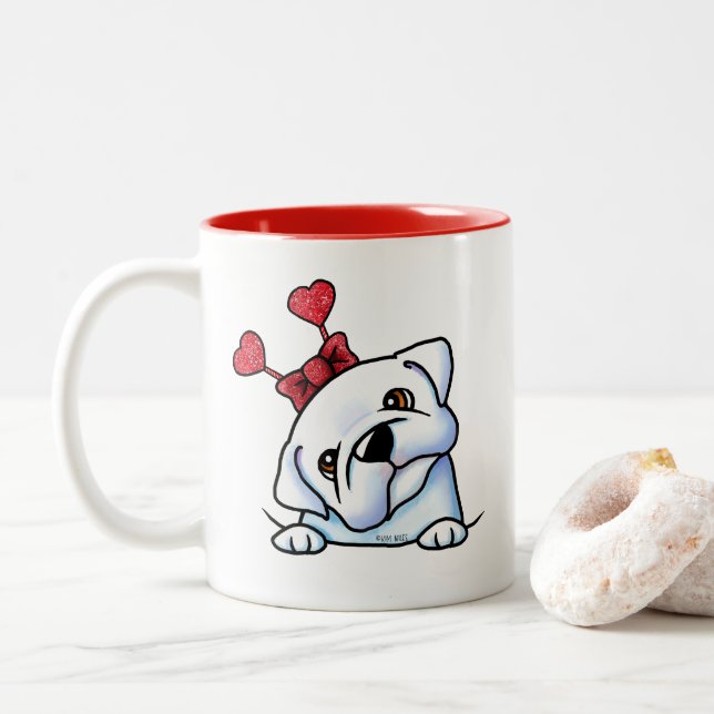 Bulldog Valentine Två-Tonad Mugg (Med munk)