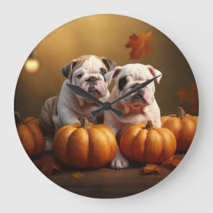 Bulldog-valp Autumn Delight Pumpkin  Stor Klocka