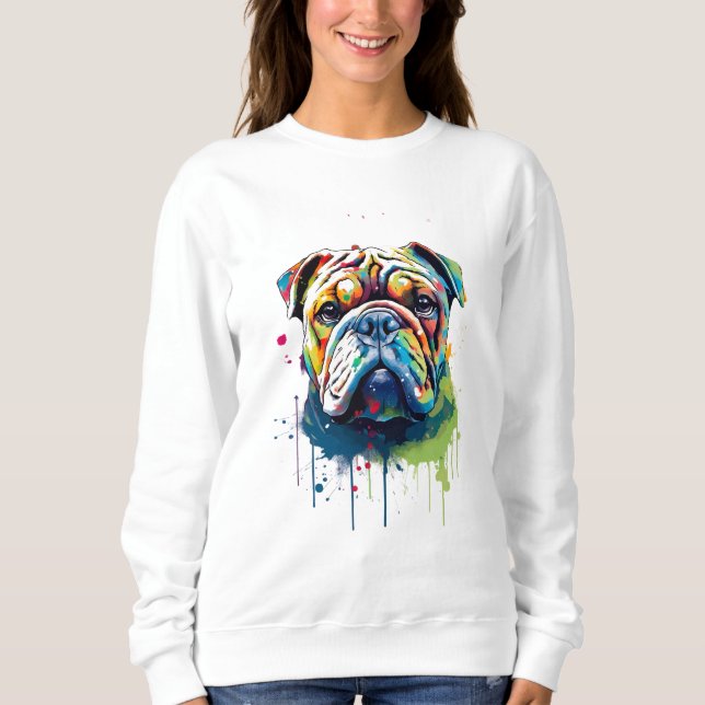 Bulldog Vibrant och Colorful T Shirt (Framsida)