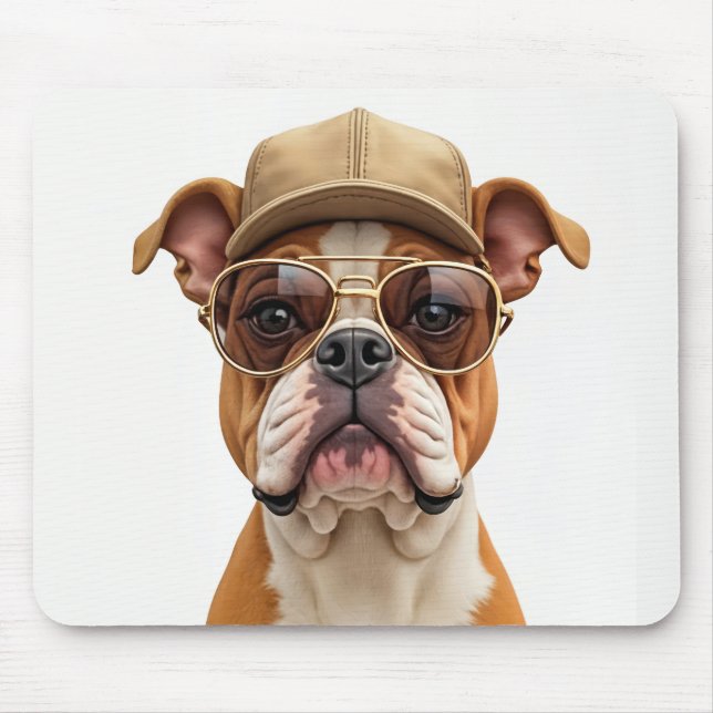 Bulldog vid kapning och solglasögon musmatta (Framsidan)