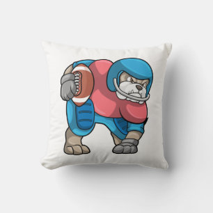 Bulldog vid sport med Football & Helmet Kudde