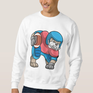 Bulldog vid sport med Football & Helmet Lång Ärmad Tröja