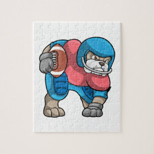 Bulldog vid sport med Football & Helmet Pussel