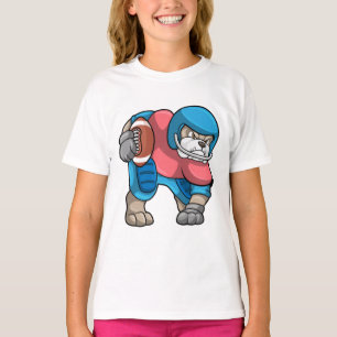 Bulldog vid sport med Football & Helmet T Shirt