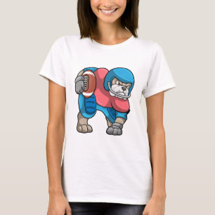 Bulldog vid sport med Football & Helmet T Shirt
