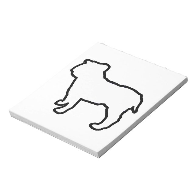 Bulldog Vit Silhuett Anteckningsblock (Roterad)
