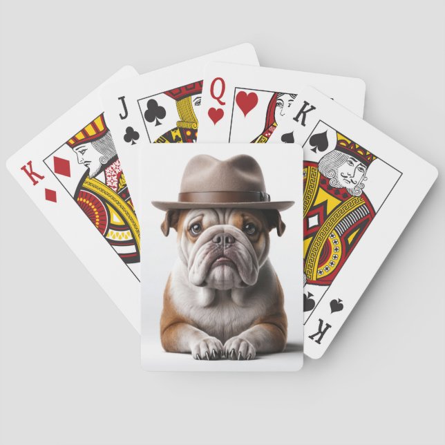 Bulldog Wearing a Fedora  Casinokort (Baksidan)