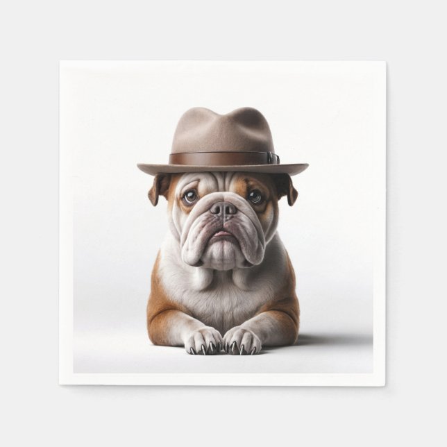 Bulldog Wearing a Fedora Pappersservett (Framsidan)