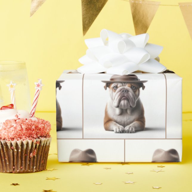 Bulldog Wearing a Fedora Presentpapper (Födelsedagsfest)