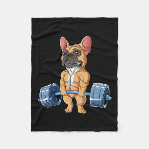 Bulldog Weightlift Fawn Deadlift Fitness Gym Fu Fleecefilt