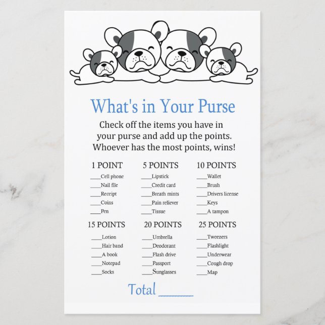 Bulldog What's in your purse match babydusch (Framsida)