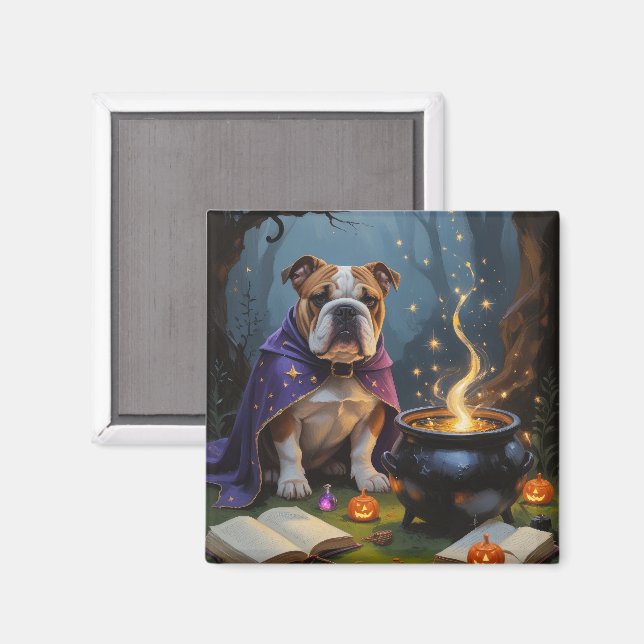 Bulldog Whimsical Halloween-målning Magnet (Front/Back)