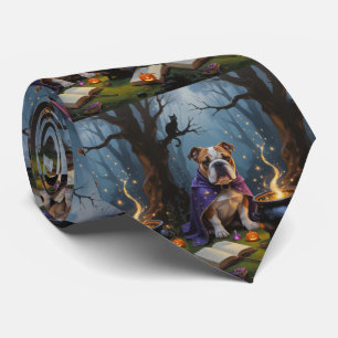 Bulldog Whimsical Halloween-målning Slips