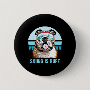 Bulldog Winter Skiing är Ruff Ski Hund älskare Knapp