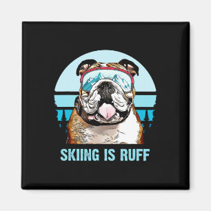 Bulldog Winter Skiing är Ruff Ski Hund älskare Magnet