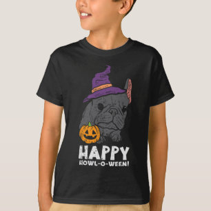 Bulldog Witch Lycklig Howl O Ween Roligt Halloween T Shirt