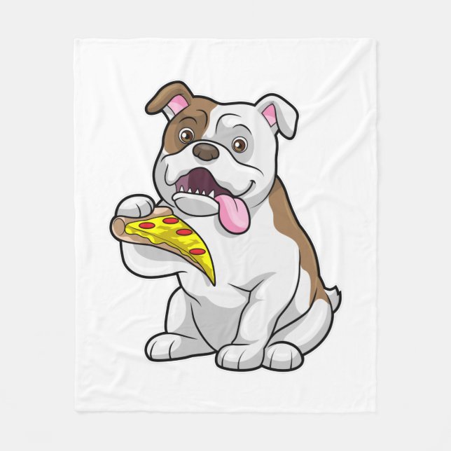 Bulldog with Piece of Pizza Fleecefilt (Framsidan)