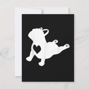 Bulldog Yoga Pose Kärlek Heart Workout Tack Kort