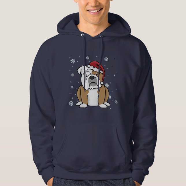 Bulldogg för julKawaii engelska Hoodie (Framsida)