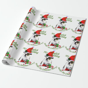 Bulldogg i glad Santa hattjul Presentpapper