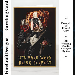 Bulldogg i Smoking & Fluga & Vin CR8 Anpassat Namn Kort