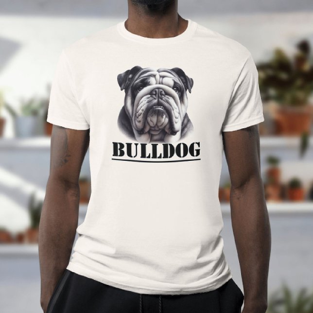 Bulldogg i svart och vitt t shirt (Skapare uppladdad)