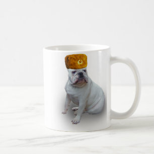 Bulldogg med den ryska pälshatten kaffemugg