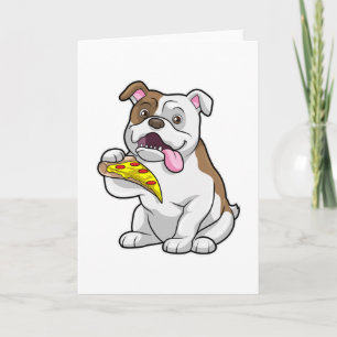 Bulldogg med pizzabit kort