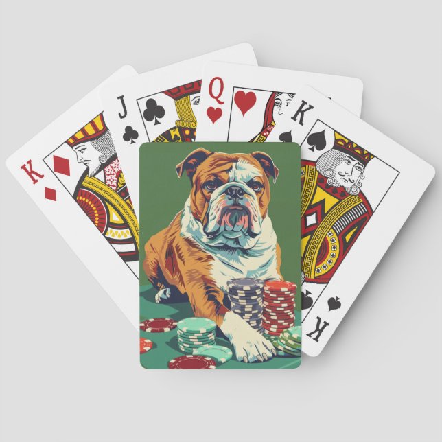 Bulldogg med pokerchips casinokort (Baksidan)